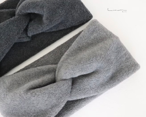 【全９色】おうち時間のまとめ髪をお洒落に／高級メルトンフリースヘアバンド／オリーブ 3枚目の画像