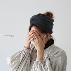 【全９色】おうち時間のまとめ髪をお洒落に／高級メルトンフリースヘアバンド／オリーブ 4枚目の画像