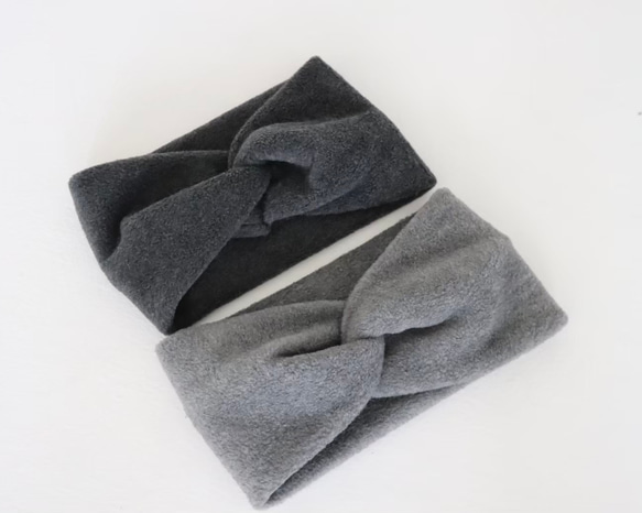 【全９色】おうち時間のまとめ髪をお洒落に／高級メルトンフリースヘアバンド／オリーブ 11枚目の画像