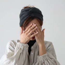 【全９色】おうち時間のまとめ髪をお洒落に／高級メルトンフリースヘアバンド／オリーブ 8枚目の画像