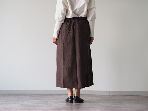 着丈が選べる、四枚はぎ起毛コットンフレアスカート/ブラウン 10枚目の画像