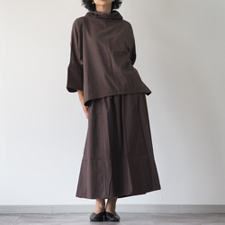 着丈が選べる、四枚はぎ起毛コットンフレアスカート/ブラウン 2枚目の画像