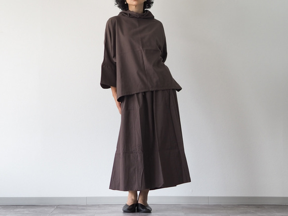 着丈が選べる、四枚はぎ起毛コットンフレアスカート/ブラウン 2枚目の画像