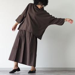 着丈が選べる、四枚はぎ起毛コットンフレアスカート/ブラウン 11枚目の画像