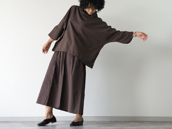 着丈が選べる、四枚はぎ起毛コットンフレアスカート/ブラウン 11枚目の画像