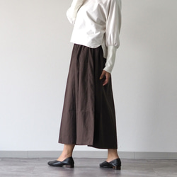 着丈が選べる、四枚はぎ起毛コットンフレアスカート/ブラウン 9枚目の画像