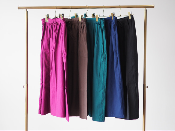 着丈が選べる、四枚はぎ起毛コットンフレアスカート/ブラウン 16枚目の画像