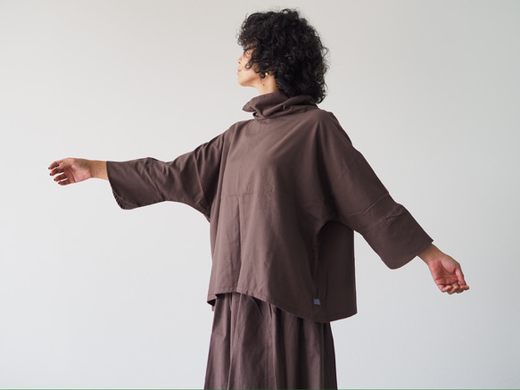 着丈が選べる、四枚はぎ起毛コットンフレアスカート/ブラウン 7枚目の画像