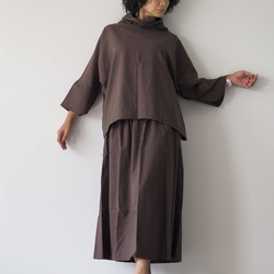 着丈が選べる、四枚はぎ起毛コットンフレアスカート/ブラウン 6枚目の画像