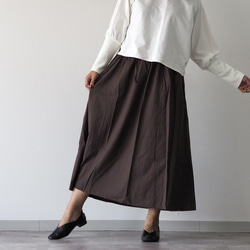 着丈が選べる、四枚はぎ起毛コットンフレアスカート/ブラウン 8枚目の画像