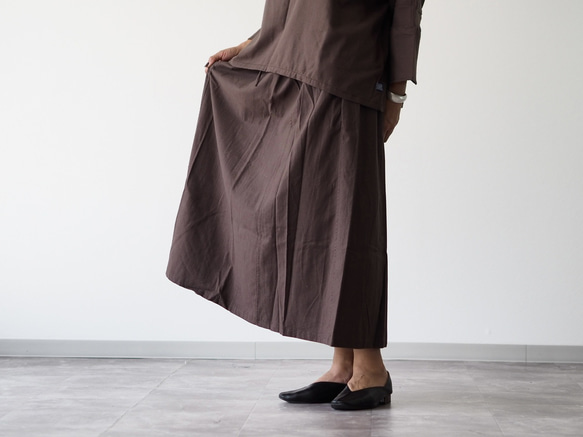 着丈が選べる、四枚はぎ起毛コットンフレアスカート/ブラウン 1枚目の画像