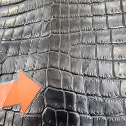 ワニ革 クロコ 半艶マット  黒　No.C008959 12枚目の画像