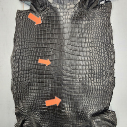 ワニ革 クロコ 半艶マット  黒　No.C008959 9枚目の画像