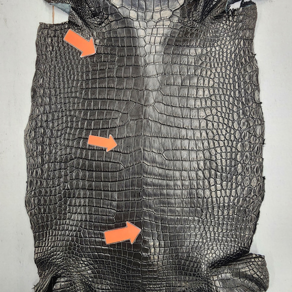 ワニ革 クロコ 半艶マット  黒　No.C008959 9枚目の画像