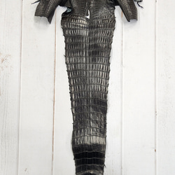 ワニ革 クロコ 半艶マット  黒　No.C008959 4枚目の画像