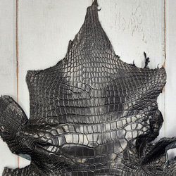 ワニ革 クロコ 半艶マット  黒　No.C008959 2枚目の画像