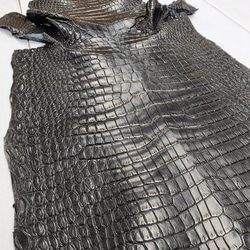 ワニ革 クロコ 半艶マット  黒　No.C008959 16枚目の画像