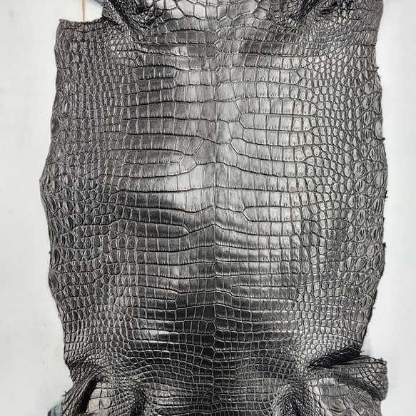 ワニ革 クロコ 半艶マット  黒　No.C008959 3枚目の画像