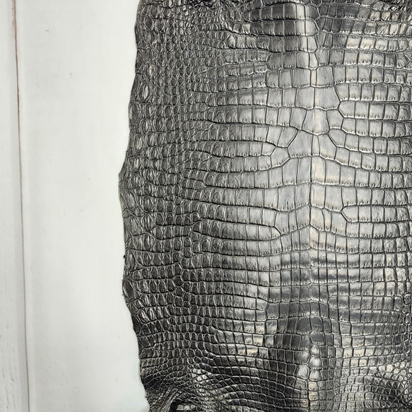 ワニ革 クロコ 半艶マット  黒　No.C008959 13枚目の画像