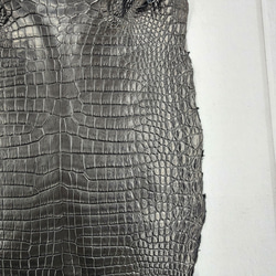 ワニ革 クロコ 半艶マット  黒　No.C008959 14枚目の画像