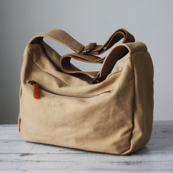 本革×帆布 クラシックメッセンジャーバッグ フロントレザー キャンバス ショルダーベルト太め 斜め掛け B-381 11枚目の画像