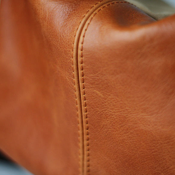 本革×帆布 クラシックメッセンジャーバッグ フロントレザー キャンバス ショルダーベルト太め 斜め掛け B-381 9枚目の画像