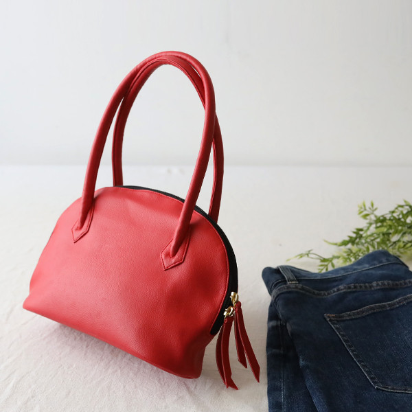 新作　上質シュリンク　PUレザー　トート　ハンド　バッグ　鞄　肩掛け　レッド　赤　プレゼントP94A