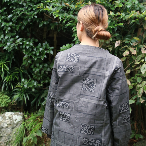 大島紬の着物リメイク 一重コート コート 自然堂 通販 19870786