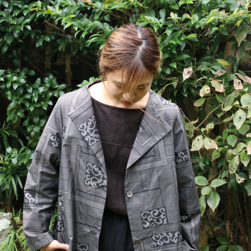 大島紬の着物リメイク 一重コート コート 自然堂 通販 19870786