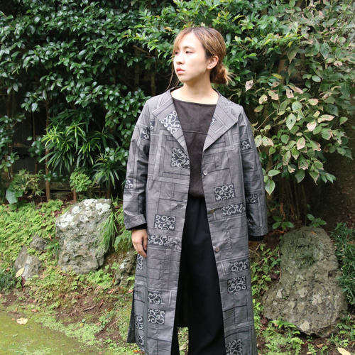 大島紬の着物リメイク 一重コート コート 自然堂 通販 19870786