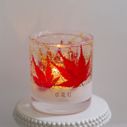 ルナリアとかすみ草のボタニカルキャンドルホルダー (ガラス/透明