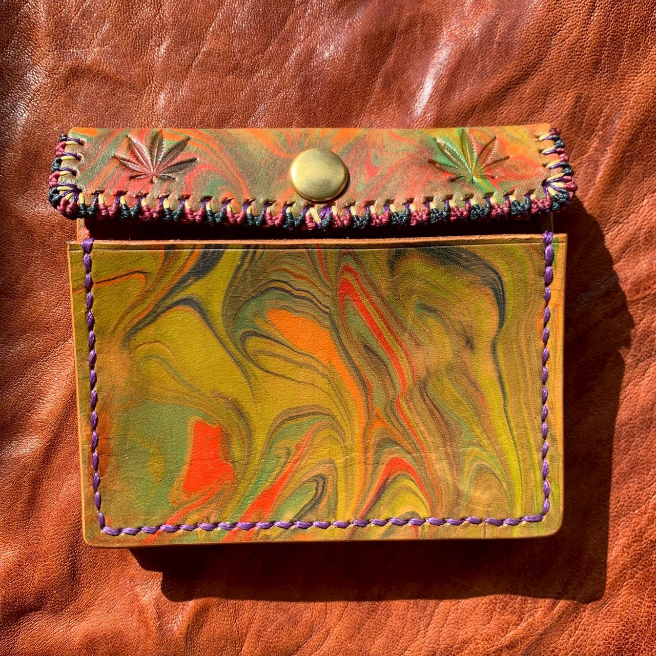 -Weed- マーブリングレザーマクラメスマートウォレット