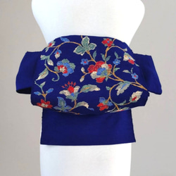 純金箔24K シャンパンゴールドに鶴 振袖用 作り帯付け帯 胴巻き〜90cm