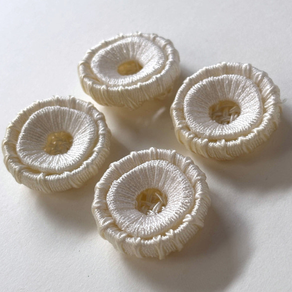 ボタン レトロ 円形 サークル 紐 ホワイト 34mm 4個セット eu-065 2枚目の画像