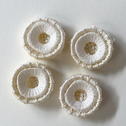 ボタン レトロ 円形 サークル 紐 ホワイト 34mm 4個セット eu-065 1枚目の画像