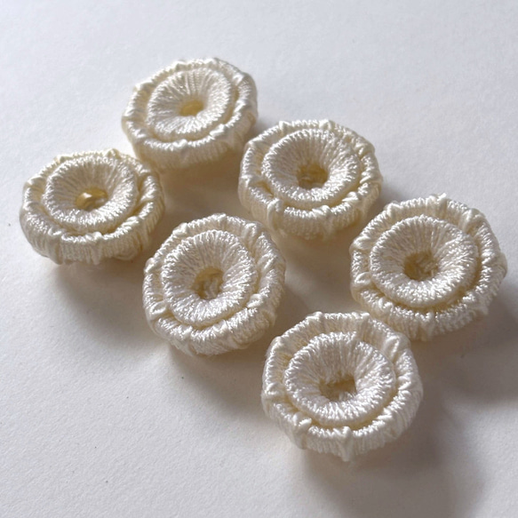 ボタン レトロ 円形 サークル 紐 ホワイト 22mm 6個セット eu-066 2枚目の画像