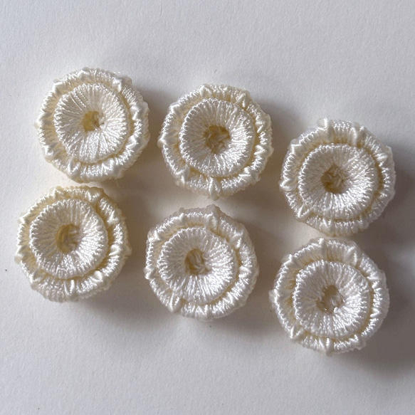 ボタン レトロ 円形 サークル 紐 ホワイト 22mm 6個セット eu-066 1枚目の画像