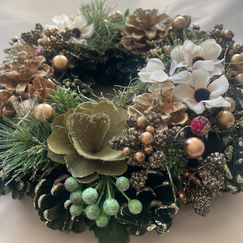 松ぼっくりのグリーンリース ☆送料無料！松ぼっくりのグリーンリース 1点限り リース my craft