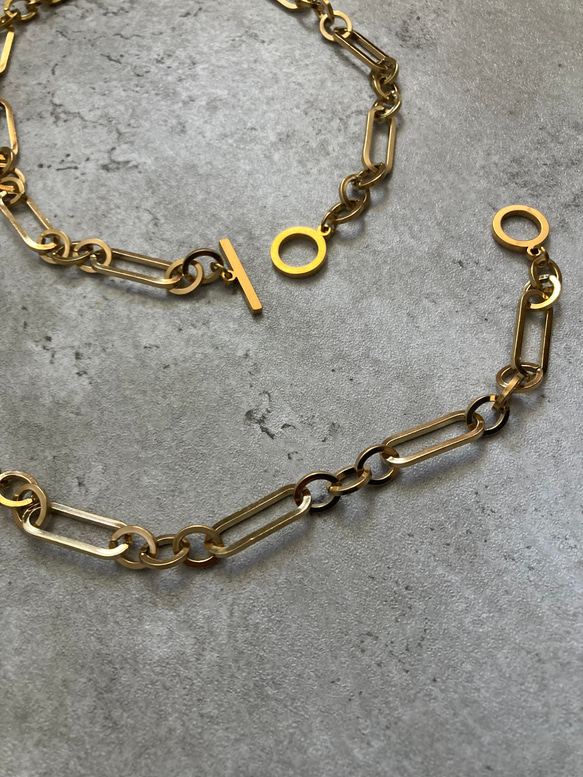ーanguleux braceletー　ブレスレット　チェーンブレスレット　サージカルステンレス　アンティークゴールド 3枚目の画像