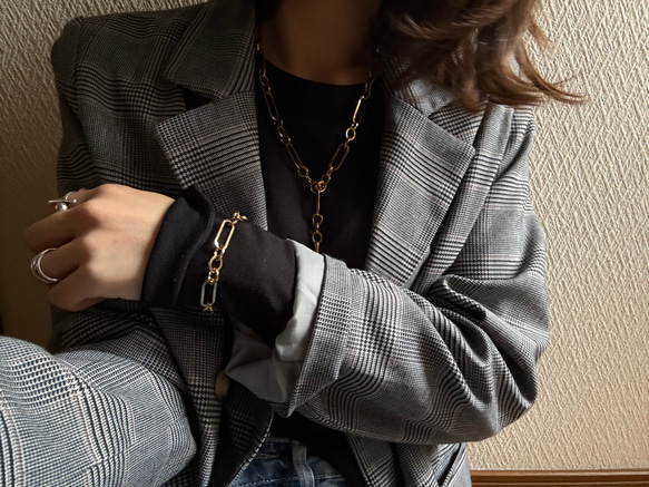 ーanguleux braceletー　ブレスレット　チェーンブレスレット　サージカルステンレス　アンティークゴールド 2枚目の画像