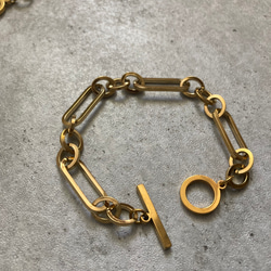 ーanguleux braceletー　ブレスレット　チェーンブレスレット　サージカルステンレス　アンティークゴールド 1枚目の画像