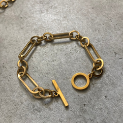 ーanguleux braceletー　ブレスレット　チェーンブレスレット　サージカルステンレス　アンティークゴールド 9枚目の画像