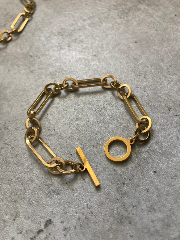 ーanguleux braceletー　ブレスレット　チェーンブレスレット　サージカルステンレス　アンティークゴールド 9枚目の画像