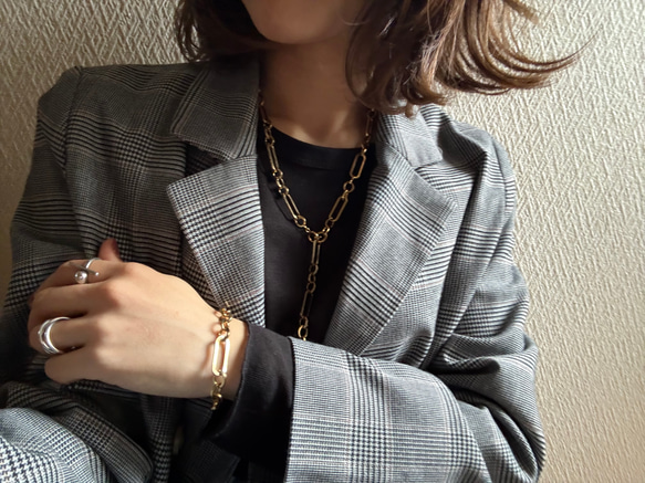 ーanguleux braceletー　ブレスレット　チェーンブレスレット　サージカルステンレス　アンティークゴールド 13枚目の画像
