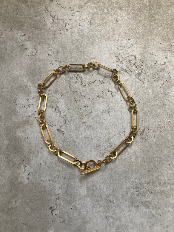 ーanguleux braceletー　ブレスレット　チェーンブレスレット　サージカルステンレス　アンティークゴールド 8枚目の画像