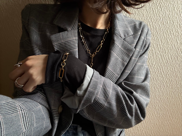 ーanguleux braceletー　ブレスレット　チェーンブレスレット　サージカルステンレス　アンティークゴールド 14枚目の画像