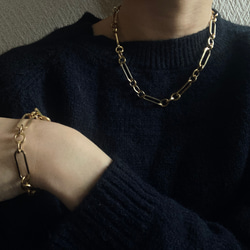 ーanguleux braceletー　ブレスレット　チェーンブレスレット　サージカルステンレス　アンティークゴールド 7枚目の画像