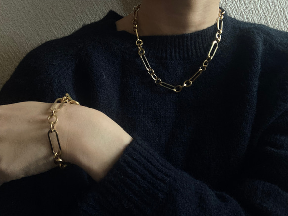 ーanguleux braceletー　ブレスレット　チェーンブレスレット　サージカルステンレス　アンティークゴールド 7枚目の画像