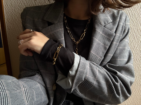 ーanguleux braceletー　ブレスレット　チェーンブレスレット　サージカルステンレス　アンティークゴールド 19枚目の画像