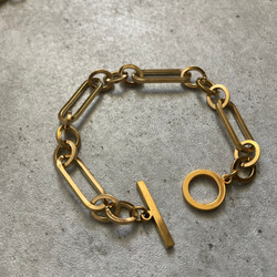 ーanguleux braceletー　ブレスレット　チェーンブレスレット　サージカルステンレス　アンティークゴールド 5枚目の画像